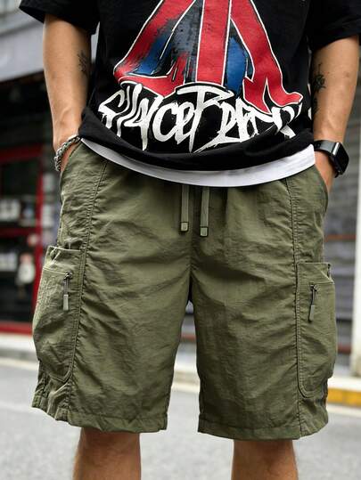 1pc Men's Sports Casual Shorts, Woven Nylon Icy Silk, Icy Feeling Summer Pants