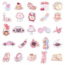 50张粉色故事贴纸，适用于笔记本、笔记本电脑、计划本、手机壳、DIY装饰 - 彩色 - 查看 7