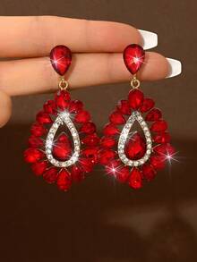 2pcs/Set Asymmetric Droplet Style Bridal Ladies' Fashionable Crystal Earrings, Sexy Jewelry Earrings Suitable For Weddings, Dances, Parties. - MS375 - View 11