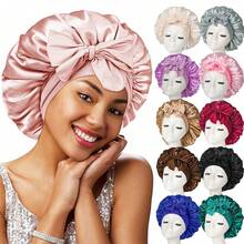 Awegeo 女士印花缎面睡帽，休闲舒适，可作睡帽或头巾使用 - 1Pc - 查看 14