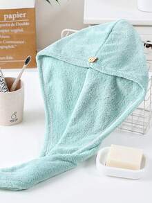 1 chiếc mũ trùm đầu thấm hút mềm mại, có viền, thiết kế nút cài, mũ tắm dày nhanh khô, khăn nhanh khô, mũ nhanh khô có móc cài, dễ sử dụng. - Nhiều màu - Xem 18