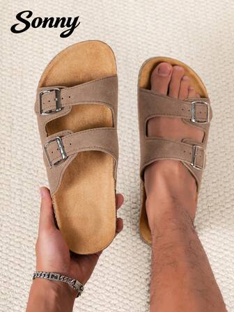 Men's Comfortable Retro Open Toe Slippers - Breathable, Anti-Slip, Durable PVC Sole, Buckle Strap, Comfortable Men's Walking Shoes - Suitable For Indoor And Outdoor Use