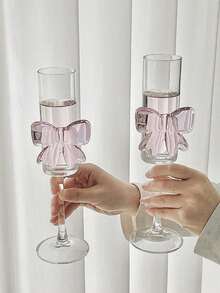 1pc Elegant Bow Tie Pink Wine Glass, Creative High-End Drinking Cup Suitable For Party, Restaurant, Bar, Cafe, Dessert Shop, Wedding, Bridal Shower And Other Occasions - Multicolor - View 6