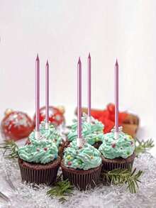 Cake Candles - 6pcs Per Box, Long-Lasting Pencil Candles, Slim Design, Ideal For Birthday Celebrations - Add Charm To Dessert Tables, Essential Cake Decoration Supplies For Perfect Birthday Parties And Holiday Decor - Multicolor - View 5