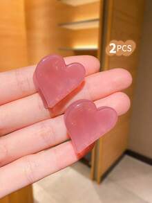 Conjunto de 2 presilhas de cabelo femininas multicoloridas em formato de coração com estampa de leopardo e detalhes em formato de coração. Design simples e moderno, ideal como acessório de cabelo para presentear meninas e perfeito para usar no dia a dia. - Multicolorido - Ver 9