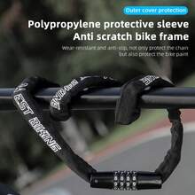 WEST BIKING Anti-Theft Bike Lock - 8-Button Combination Password Protection, 59.06inch/45.28inch/35.43inch/25.59inch Adjustable Chain Lock For Bicycle Frame & Backpack, Durable Black Cycling Security Accessories, Bike Lock For Bike, Outdoor Biking Gear, Sleek Metallic Finish, Sturdy Construction - Black - View 7