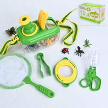 Kids Outdoor Adventure Transparent Insect Box, Capture Net, Capsule, Magnifier + Insect Simulation Model Toys - Green - View 1
