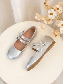 Girls' Fashion Metallic Flat Shoes, Versatile For Teenagers & Dance - Silver - View 3