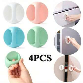 4pcs Easy-Install Self-Adhesive Round Door Handles - Versatile For Cabinets, Windows, Drawers & More - No Glue Needed