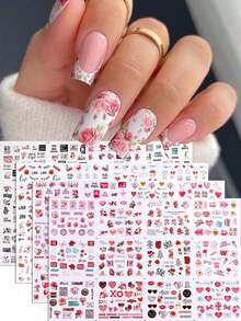 Bộ 4 miếng dán móng tay chủ đề Ngày Valentine, bao gồm các họa tiết hoa nở, hoa hồng, trái tim, cây sô cô la, thích hợp cho nghệ thuật vẽ móng, ngâm nước hoặc dán trang trí. Tự tay tạo nên những thiết kế hoạt hình dễ thương, tạo nên những bộ móng tinh tế. - Nhiều màu - Xem 1