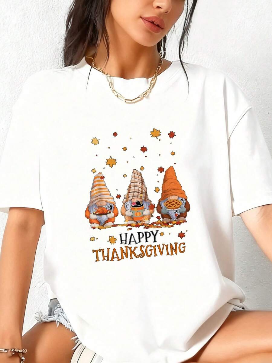 Three-Gnomes-Happy-Thanksgiving-Autumn-Fall-Pumpkin-Spice-T-Shirt - White 3 - View 1