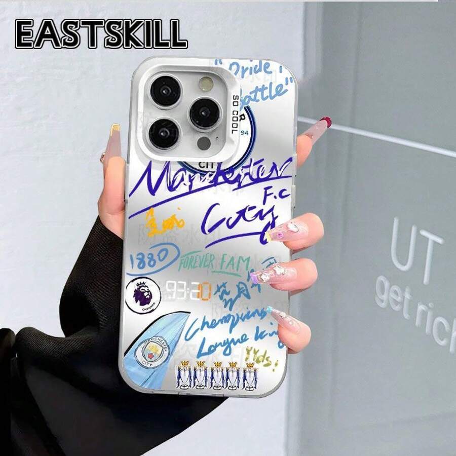 Estrella de Fútbol del Manchester City, Entusiasta del Fútbol, Funda de Teléfono Color Plata Compatible con iPhone 17/16/15/14/13/12/11/Air/Pro/ProMax Galaxy S22/S23/S24/S25 Plus Fe Ultra, Patrones Divertidos e Interesantes, Personajes Lindos, Funda de Teléfono de Moda Clásica, Resistente a Impactos, Antihuellas, Funda de Teléfono Duradera - Colores mezclados - Ver 1