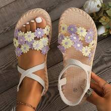 女士手工蝴蝶结凉拖鞋，黑色，轻便圆头露趾套脚鞋，女士夏季时尚鞋款 - 彩色 - 查看 11