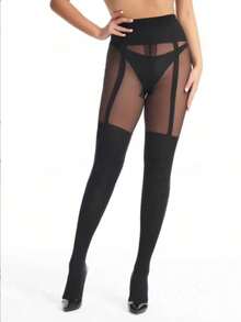 1pc Women's Fashion Faux Suspender Tights