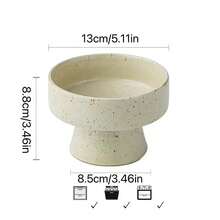 1pc Retro Ceramic High Footed Plate, Vintage Fruit Plate, Living Room Tea Table Snack Tray - Beige - View 6