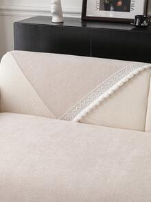 1pc Comfortable Chenille Sofa Cushion Cover, All Season Sofa Seat Protector, Modern Minimalist Anti-Slip Washable Sofa Slipcover, Beige Soft & Fade-Resistant, Pet-Friendly Couch Cover Fits L-Shaped Sofa And 1/2/3/4 Seater - Beige - View 7