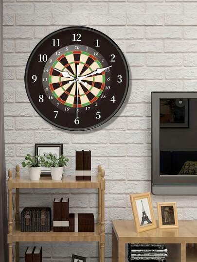 Đồng hồ treo tường tròn chủ đề giả tưởng hình bảng phi tiêu - Chạy bằng pin, mặt số màu đen với họa tiết bảng phi tiêu nhiều màu sắc, lý tưởng để trang trí phòng khách, phòng ngủ, nhà bếp, văn phòng, lớp học, phòng chơi game - Món quà độc đáo cho gia đình và bạn bè, đồng hồ treo tường phòng khách.