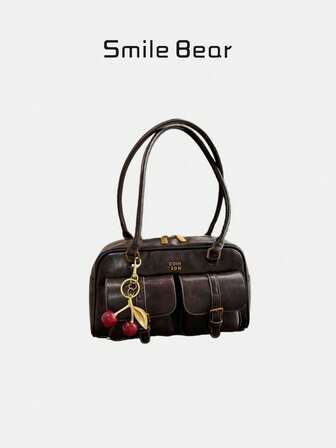 Ny koreansk retro bowlingväska, nischdesign, avancerad sensa underarmsväska, stor kapacitet, handväska som går åt en axel, pendling, högt värde, Boston-väska, lämplig för dagliga resor, allt-i-ett.