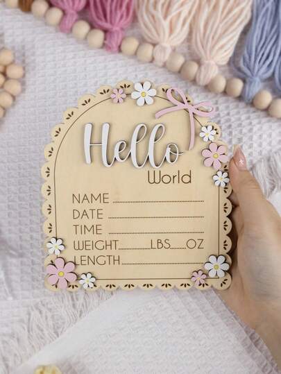 用这款木质花朵出生信息板来庆祝新生公主的到来吧！它能让您即刻记录宝宝的姓名、出生日期和体重，捕捉每一个珍贵的成长瞬间。它是儿童派对装饰的完美之选。