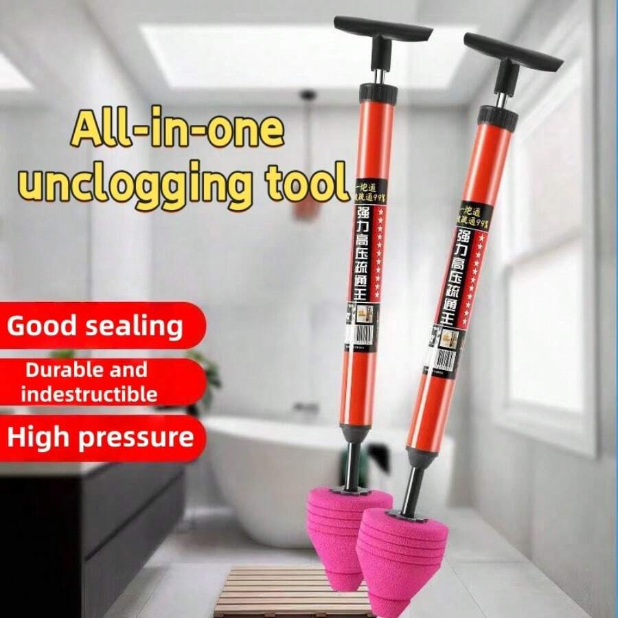 Powerful, Fast And Easy-To-Use Toilet Plunger, Unclogging Toilet, Drain Pipe And Sewer Tool