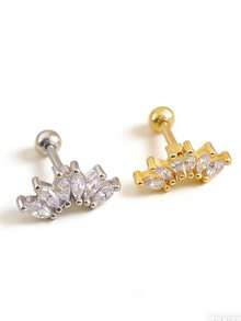 1 Pc Diamond CZ Stone Crown Ear Bone Earrings Piercing Jewelry PIsuitable For Daily Wear - Six Horse Eyes - View 4