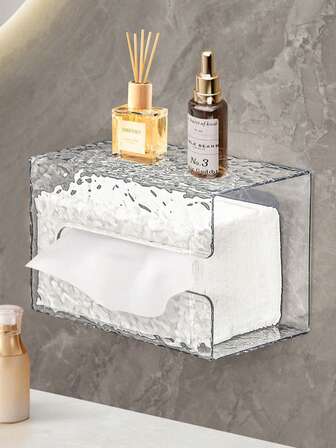 U-formad näsdukslåda med stor öppning och vågmönster, vattentät och rostfri väggmonterad näsdukshållare för hem och vardagsrum