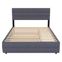 Platform Bed 140 X 200 Cm With Snowplow For Two People And Two Drawers, Grey - 灰色 - 查看 12