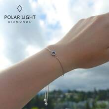 Polar Light Signature Canadian Diamond Charm Bracelet In .925 Sterling Silver - Choice Of Rolo Or Paperclip Style Chain - Halo Style - Rolo Chain - View 4