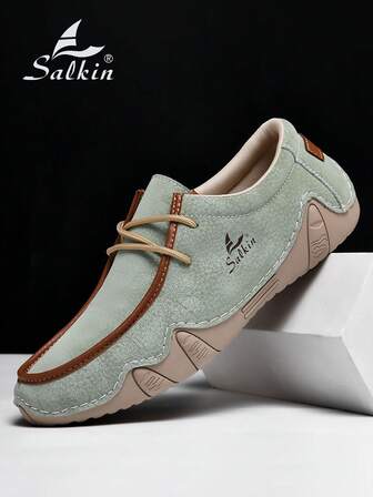 Salkin New Fashion Designer Women Casual Sneakers Handmade Sports Lace-Up Loafers, Lightweight Breathable Soft Comfortable Suede-Like Slip Resistant Flat Shoes, Suitable For Daily Wear, Dresses, Jeans, Mother's Gift, Spring/Summer/Autumn, Plus Size