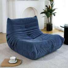 MMC-LANSE Ergonomic Suede Pouf, Five-Point Body Support, Multifunctional Design - Blue - View 2