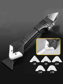 6件套不锈钢尖头硅胶填缝修补工具，配有5个可替换头，五合一填缝剂清除套装，适用于瓷砖缝隙、密封胶的修整以及刮除窗胶边角，是厨房和浴室水槽翻新的理想之选。填缝剂和密封胶清除工具套装，多功能工具，瓷砖缝隙刮刀套装，小巧轻便，浴室配件，厨房必备。 - 彩色 - 查看 12