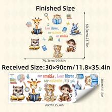 BRUP 1/2 张返校动物阅读角墙贴，可爱婴儿房装饰，可移除卡通狐狸熊狮子贴纸，柔和色彩儿童游戏室墙贴 - 彩色 - 查看 12