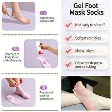 3只/2只/1只装硅胶保湿舒缓袜，高弹力压缩袜，可重复使用芦荟袜，女士防滑凝胶后跟袜，可搭配您喜爱的乳液和面霜使用 - 彩色 - 查看 7