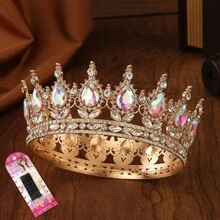 1件金色水滴形新娘頭飾，適用於婚紗裝飾、生日派對、花束裝飾，亦可作為女性生日派對套裝設計 - 金色 - 查看 11