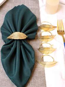 Anillos para servilletas con hoja de oro, Portaservilletas de hotel y restaurante - Dorado - Ver 2