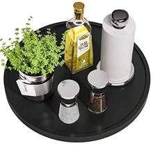 Turntable Vanity Tray 10 Inch For Perfume Candle Bamboo Kitchen Sink Countertop Organizer Keep Glass Sponge And Soap Bathroom Coffee Table Decorative Black VFLZ - 黑色+13.2英寸 x 13.2英寸 x 1.5英寸 - 查看 1