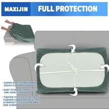 MAXIJIN Velvet Stretch Couch Cushion Covers Soft Loveseat Cushion Cover Replacement Sofa Seat Cushion Slipcovers RV Protector With Elastic Bottom (1 Piece Loveseat Cushion Cover, Pea Green) - PeaGreen - Xem 5