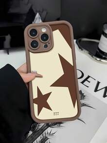 Estuche para teléfono con patrón de estrellas marrones Compatible con estuches para teléfonos   17  16 Pro Max  15 Pro Max  13 y  12 Estuche para teléfono de TPU de cobertura total a prueba de golpes en paquete de 1 Resistente al agua, a caídas y a rayones Un gran regalo para familiares, amigos, seres queridos, novios/novias y para Año Nuevo - marrón frío - Ver 3