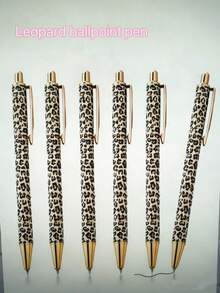 3支装可爱豹纹中性笔套装，按压式设计，简约印花圆珠笔，适合写日记和送礼，是婚礼、情人节、返校季的完美之选。