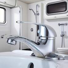 适用于房车的多功能单把手浴室水龙头 - 镀铬，三孔安装，冷热水混合龙头；非常适合浴室或厨房台面 - 无需用电