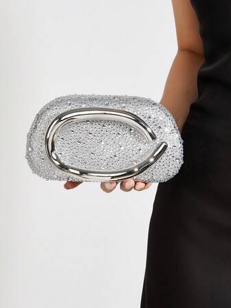 Embrague de caja decorado con brillantes, radiante, elegante y exquisito, bolso de noche encantador adecuado para chicas y señoras de fiesta, perfecto para fiestas, bodas, bailes, galas/banquetes, también un regalo ideal para mujeres. Este bolso combina perfectamente con vestidos de fiesta de vacaciones, vestidos de noche y vestidos de lentejuelas