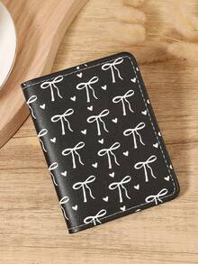 Schwarze Schleife Liebes Muster Mini Geldbörse Tasche Portemonnaie Mode minimalistisch Kartenhalter schlank leicht tragbar für Bargeld, Ausweis, Kreditkarte, Münzfach als Geburtstagsgeschenk, Jahrestags-Geschenk für Liebhaber, Frauen, Mädchen, Teenager, Studenten, Schüler, Männer - Schwarz - Übersicht 5