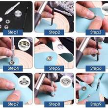 Leoon Kit de 240 piezas de broches de presin de acero inoxidable, BetterJonny, botones a presin de 15 mm, con 3 herramientas de ajuste y caja de almacenamiento para lonas de botes, bolsos, cuero - como se muestra en la figura - Ver 5