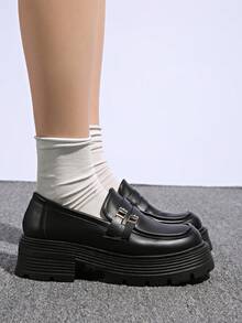 2025 New Platform Loafers For Petite Women, Comfortable, Versatile, Slip-On Casual Shoes - Black - View 2