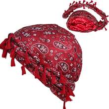 Awegeo 佩斯利花纹编织流苏双层头带，时尚运动户外睡眠发帽 - Turban-Paisley Pattern - 查看 12