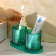 Bathroom Tumbler 2 Pieces Unbreakable Toothbrush Cup Dishwasher  Drinking Cup Gray And Gray - Xanh & Xanh - Xem 5