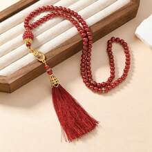 1 String/12 Strings Islamic Prayer Beads, 99pcs Glass Faux Pearl Beads On String, For Ramadan Worship And Arabic Praise Bracelet. Tassel Pendant 99pcs Islamic Rosary Beads, Glass Pearl Prayer Bracelet, Daily Worship, Ramadan Small Gift - Multicolor - View 3