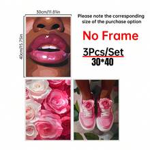3PCS Poster, Sneaker Print Flower Art,Fashion Wall Art Decor Art,Pink Floral Decorations, A Gift For A Girl,Canvas Art Wall, Room Posters, Home Decoration, Room Decoration Items, Bedroom, Kitchen, Living Room, Corridor Decoration, Optional Frames - 3PCS - View 16