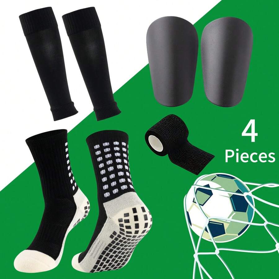1 Set Football Leg Warmers, Shin Guards, Sports Bandage, Field Equipment - Breathable Anti-Slip Dotted Football Leg Warmers - Multicolor - View 1