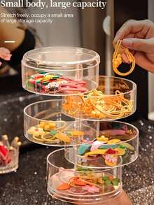 joye3-5, 5 Niveles Y 3 Niveles Caja Organizadora de Joyería Giratoria con Tapa de Acrílico y Cubierta Antipolvo - Tapa Redonda Multinivel para Aretes, Collares, Pulseras, Maquillaje - Almacenamiento Compacto para Escritorio, Tocador, Viajes - Estuche de Joyería de Lujo - Multicolor - Ver 9
